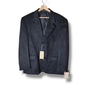 NWT Bill Robin Son Men’s 44R Black Poly Suede Blazer | 3 Button Sport Coat